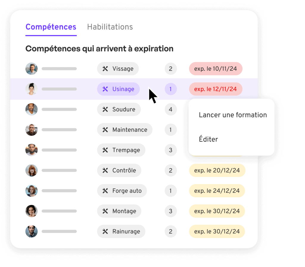 plan de formación en la matriz de competencias
