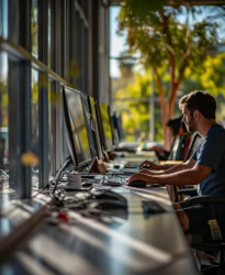 Modern Professional in a Sunny Co-Working Space