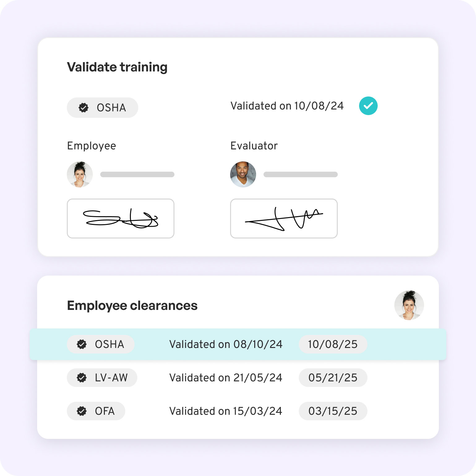 Validation through electronic signature