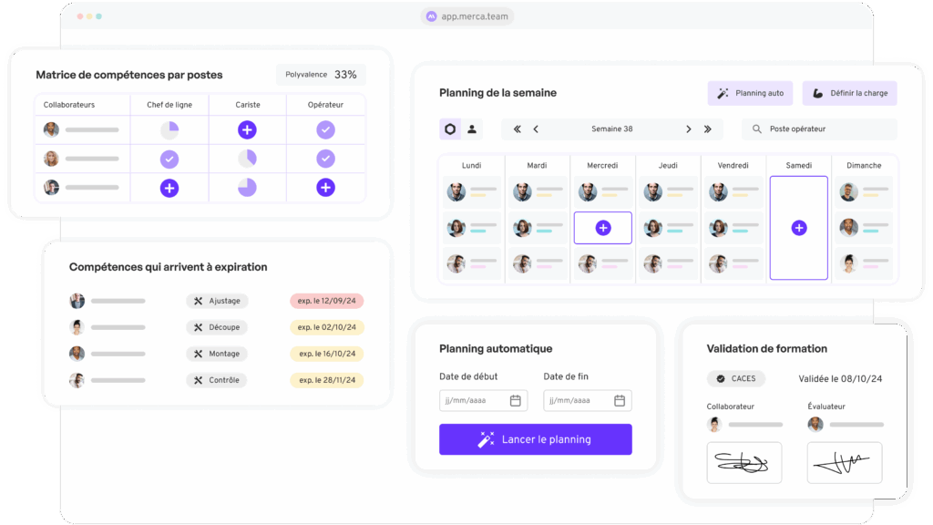 interface Logiciel gestion des compétences pour l’industrie – Mercateam