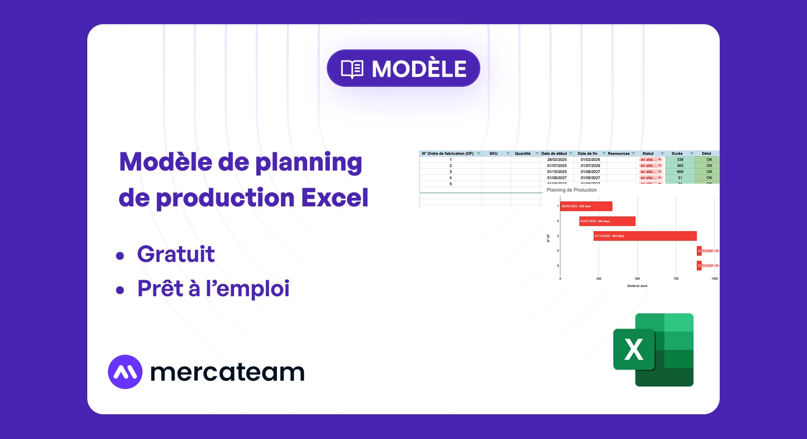 Modèle : planning de production à télécharger - gratuit | Mercateam